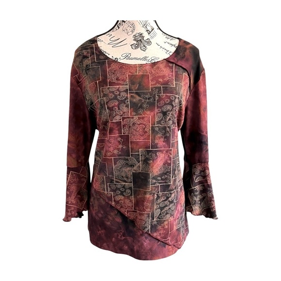 Claire France Tops - Claire France 90s Mauve Paisley Bell Sleeves bohemian size Large